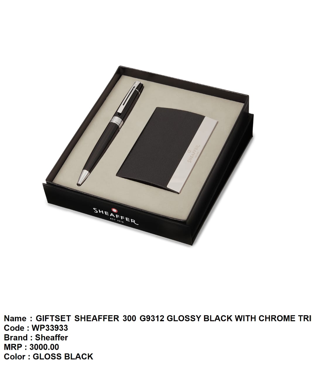 Giftset sheaffer 300 G9312 glossy black with chrome 